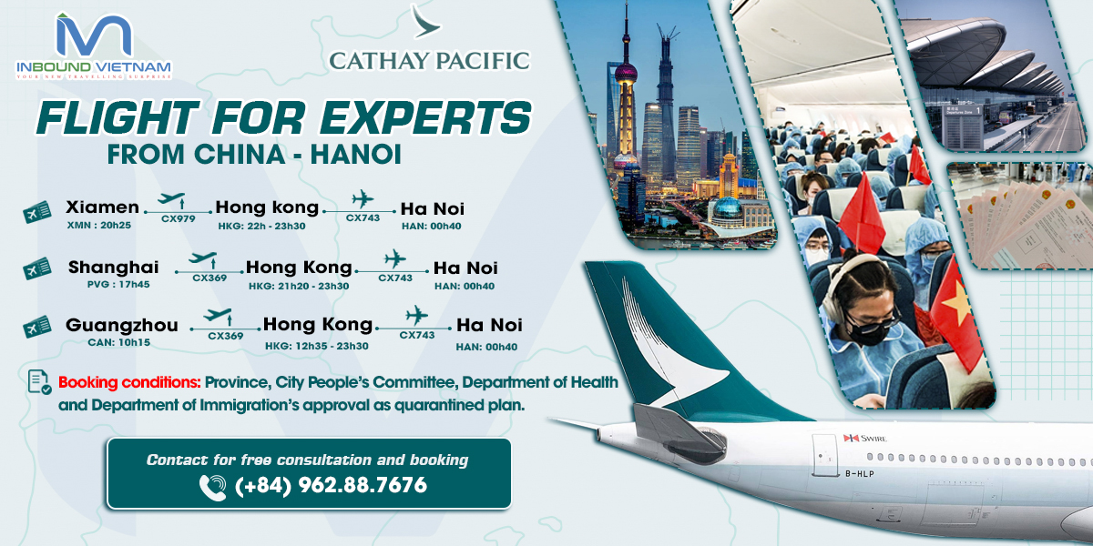 Flight(s) to Vietnam for experts from China with Cathay Pacific